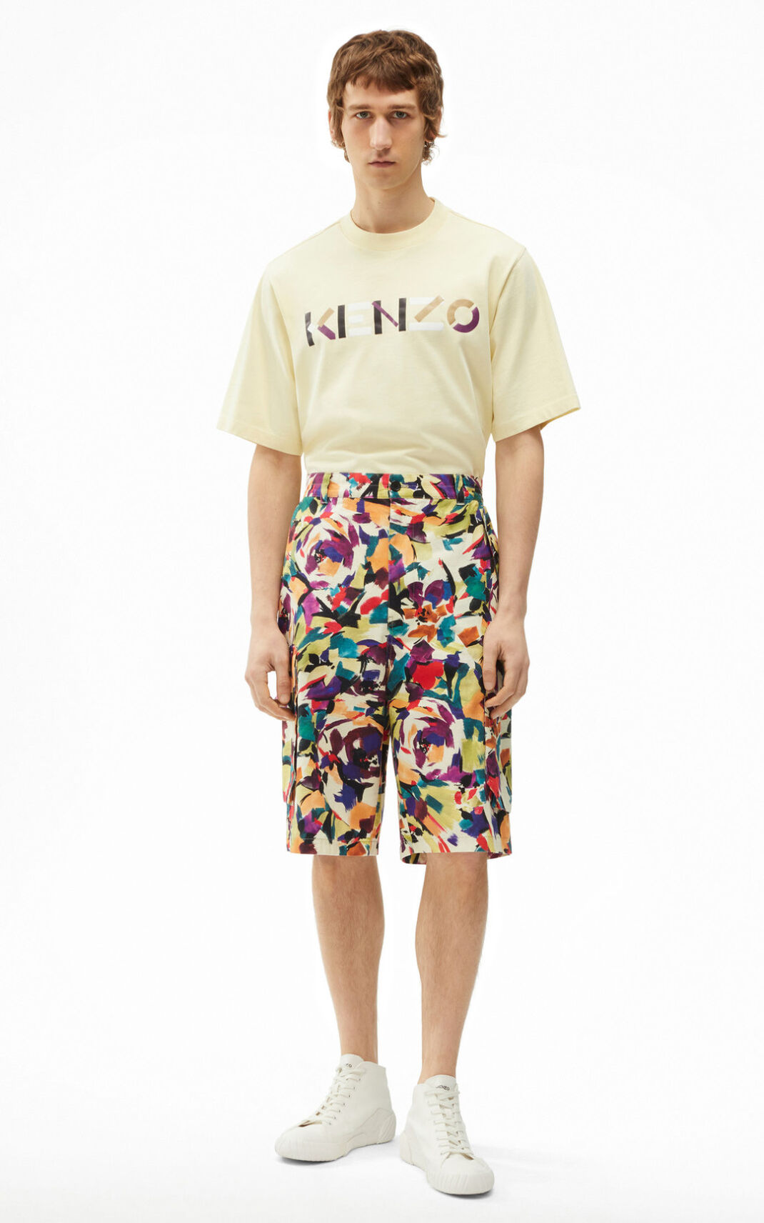 Kenzo Archive Floral cargo Şort Erkek Zeytin Yeşili | 1206-XAEUN